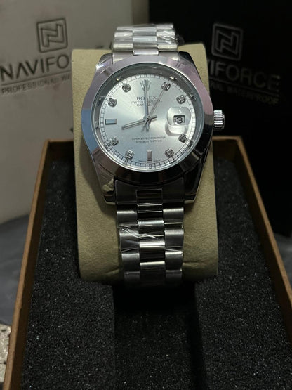 Rolex-Style Silver Quartz Watch – Classic Elegance on a Budget